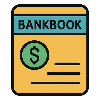 bankbook, color outline icon style, clear lines and colors sticker