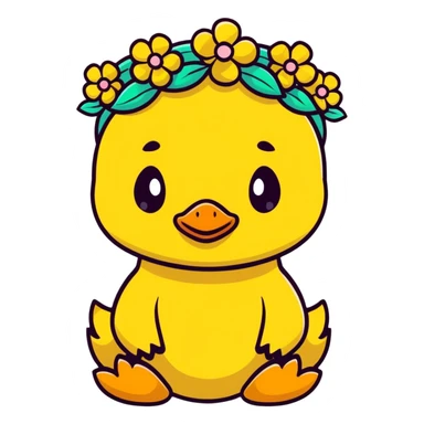 tiny duckling with flower crown sticker