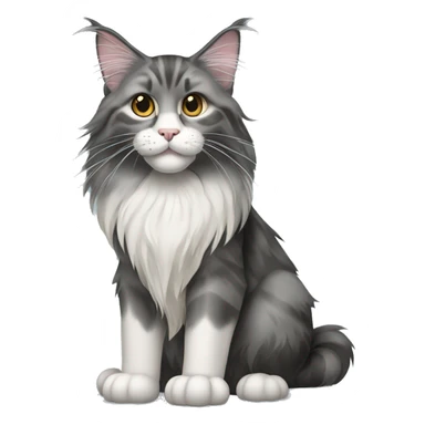 A maine coon cat with gray and black hair sticker