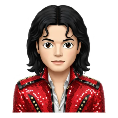 Michael Jackson with light skin, long black hair, red sequin outfit sticker