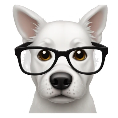 make a white dog with black glasses sticker