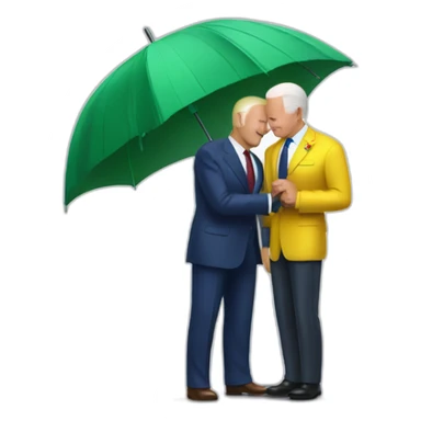 Biden and zelensky sharing an umbrella romantic sticker