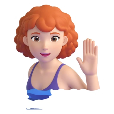 thin 18-year-old white female athlete swimmer with curly red hair about to enter a pool sticker