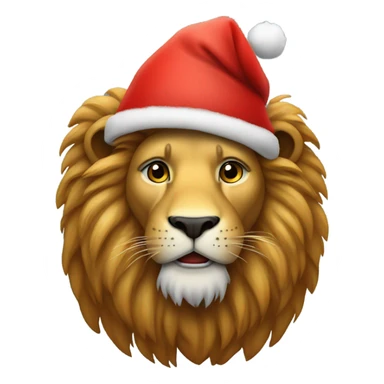 Lion wearing Santa hat sticker