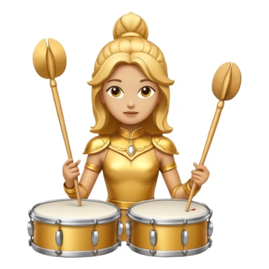 fully golden statue female drummer face golden sticker