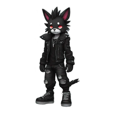 Dark Punk Edgy Cool FurSona Fakemon Full Body sticker