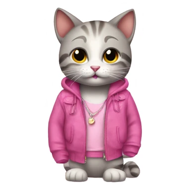 cat going to club dressed girly in pink sticker