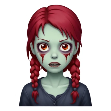 zombie girl with dark red hair sticker