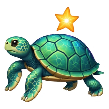 Create a single emoji of a Quasar Turtle in full body, shown at a slight side angle in a natural, characteristic pose with cosmic energy.

 sticker
