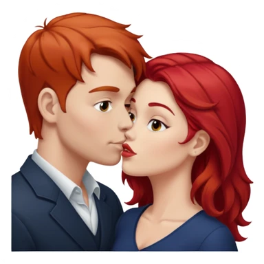 One white guy with brown hair and one white woman with red hair with no clothes kissing sticker