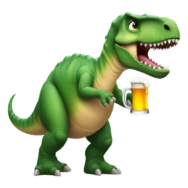 Dinosaur holding a beer sticker