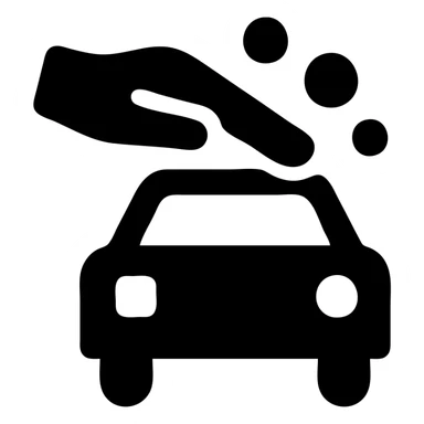 solid filled icon of a hand washing a car, representing Hand Wash sticker