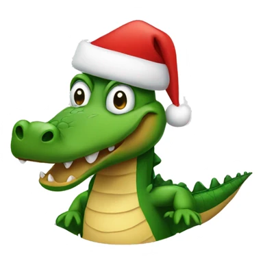 Alligator wearing Santa hat sticker
