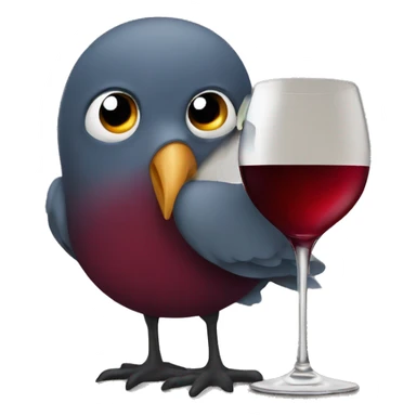 A bird hiding a glass of red wine sticker