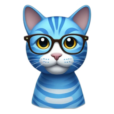 striped blue cat with glasses sticker