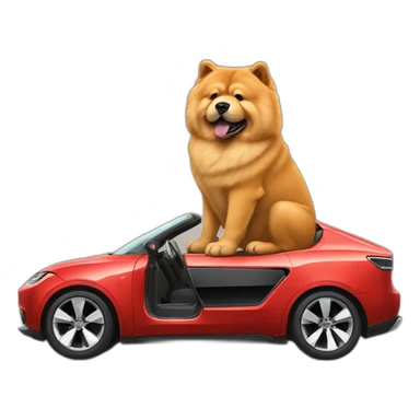 Chow Chow dog ridding tesla sticker