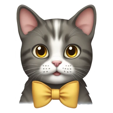 a cat wearing a bow sticker