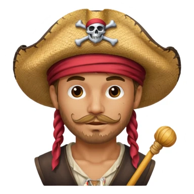 Pirate with a straw hat sticker