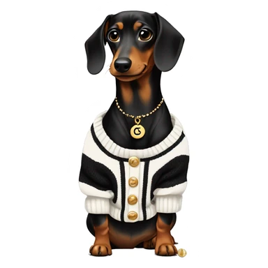 Dachshund wearing chanel Sweater  sticker