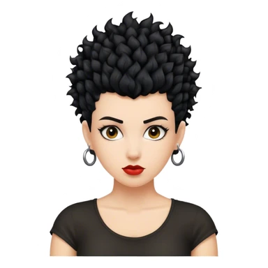 mulher branca de cabelo moicano preto enrolado sticker