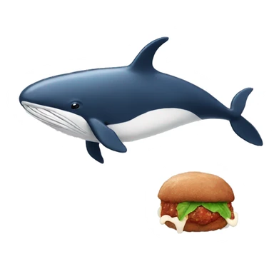 whale with spaghetti for teeth and meatballs for eyes sticker