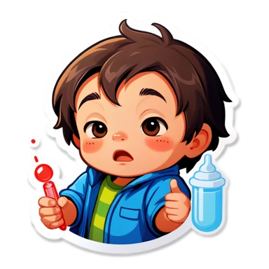 little boy having fever  sticker