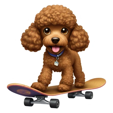 Brown poodle on skateboard sticker