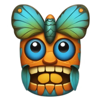 Tiki with colors blue and orange-butterfly sticker
