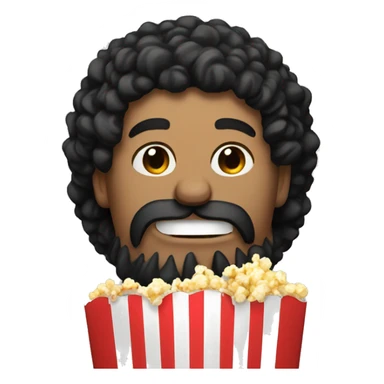A man with black Beard and black hair eating popcorn sticker