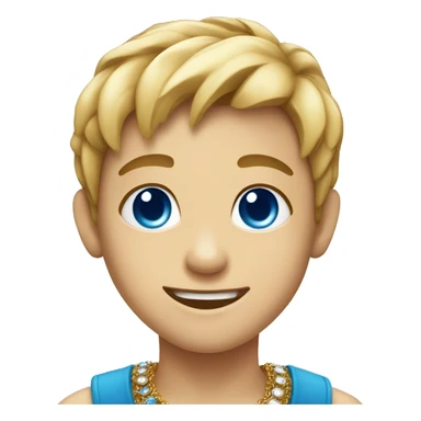 smiling boy with jewelry with Blue eyes sticker