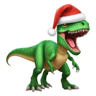 A T rex wearing a Santa hat sticker