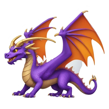 Purple dragon with golden horns and orange wings sticker