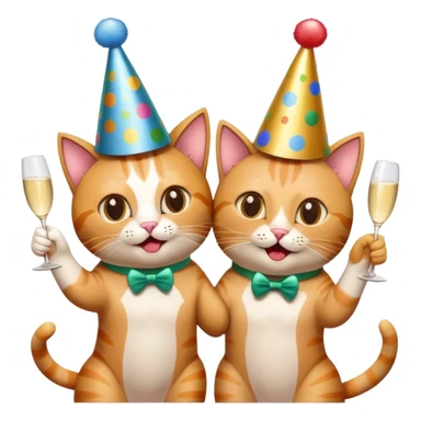 2 cats cheerings champagnge  sticker