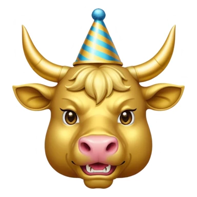 Angry New Year's Eve Dressed Golden Bull Emoji sticker