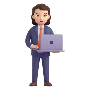 office worker with laptop sticker