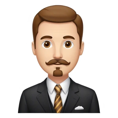Tall white man with brown mustache and goatee in suit and tie sticker