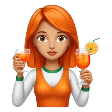 Aperol Spritz cocktail held by a cheerful Italian girl, vibrant sticker