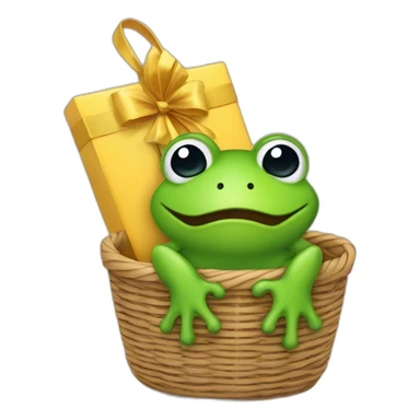 Grenouille dans un panier cadeau sticker