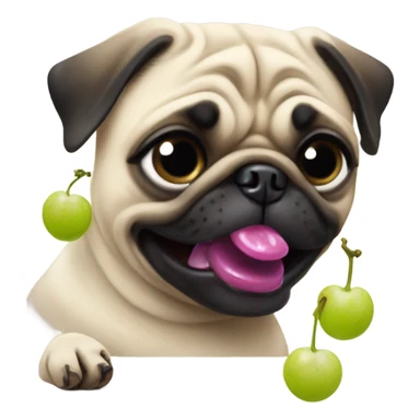 Pug eating a grape sticker