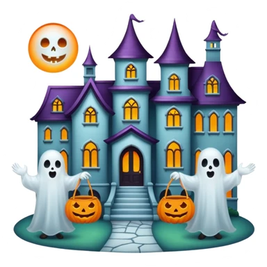 Ghosts trick or treating at a mansion sticker