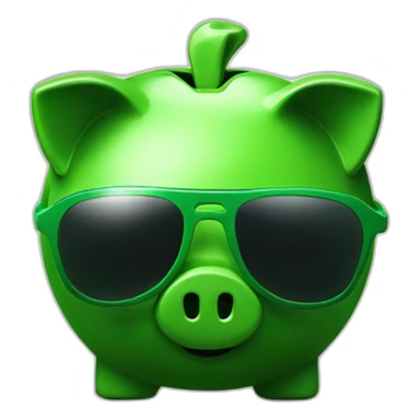 green piggybank with sunglasses sticker