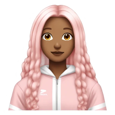 Light Pink long hair white anime girl with tracksuit on and striped top sticker