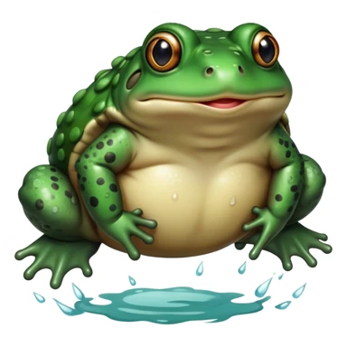 fat round dark green toad flying  sticker
