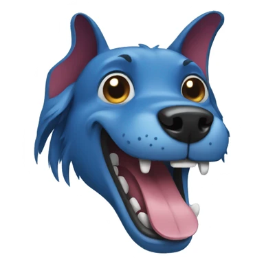 evil laughing blue dog sticker