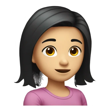 arms crossed girl long black hair looking back over shoulder sticker