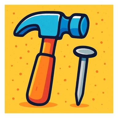 hammer and nail vibrant cartoon style sticker