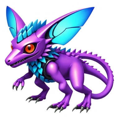  exotic colorful futuristic modern cyber-Fakémon-Digimon-Trico-Vernid-creature sticker