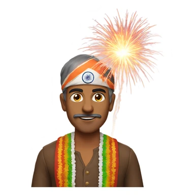 Indian man with fireworks sticker