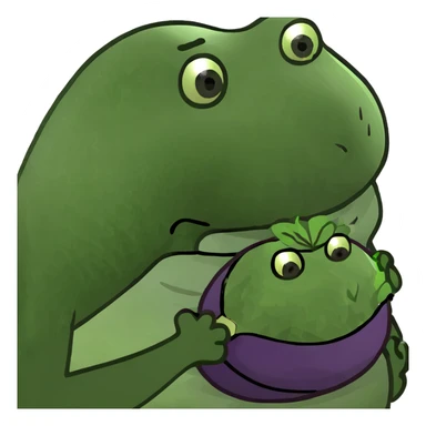 fat dude with eggplate in its mouth sticker