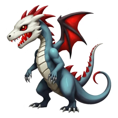 Shiny White Evil Glowing Eldritch Marowak-Salandit-Boneknapper-Duskull-Darkdramon-fusion with bloody red markings and a red mane  sticker